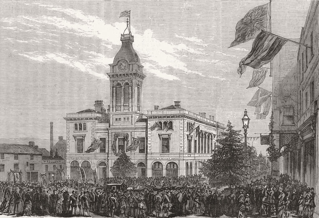 CHESTERFIELD. Parade, Market-Hall 1881 old antique vintage print picture